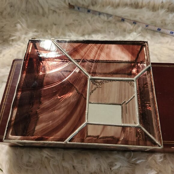 Vintage Stained Glass Jewelry Box With Mirrored Inlay Boho Cottage MCM - Picture 1 of 11